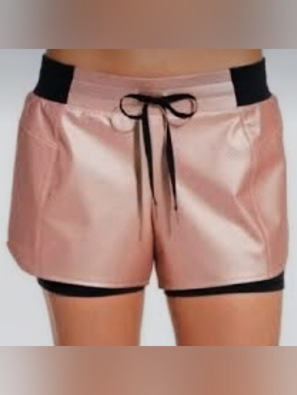 CALIA by Carrie Underwood 2-in-1 Running Shorts Small Metallic Rose Gold/Pink